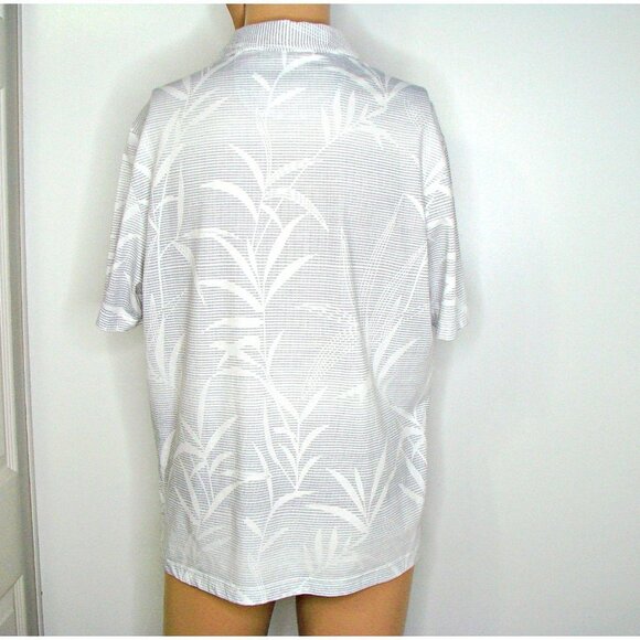 Mens Nat Nast Tropical Print Gray Knit Polo Shirt - Picture 2 of 11